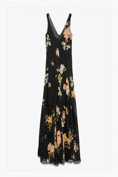 VESTIDO ESTAMPADO ZW COLLECTION - PRETO/LARANJA da Zara