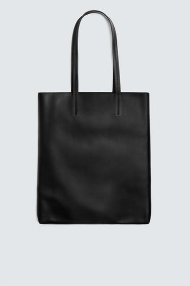BOLSO SHOPPER PIEL - Negro de Zara