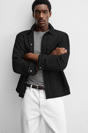 SUEDE LEATHER OVERSHIRT - LIMITED EDITION - Black by Zara