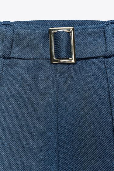 TWILL TROUSERS WITH SEAM AND BELT - Indigo by Zara - Image 4
