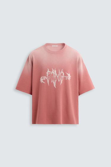 PRINTED KNIT T-SHIRT - Pale pink by Zara