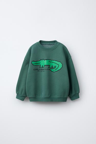 Zara ANIMAL PRINT SWEATSHIRT - Greens