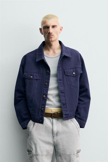 КУРТКА С ЭФФЕКТОМ ПОТЕРТОСТИ СВОБОДНОГО КРОЯ — ЧЕРНИЛЬНО-СИНИЙ от Zara