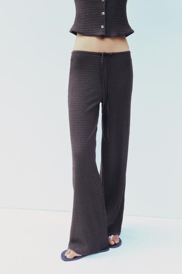 TEXTURED STRAIGHT-LEG TROUSERS - Chocolate by Zara - Image 1