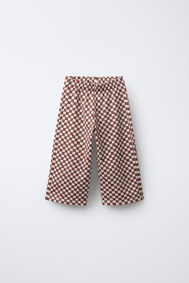 PANTALÓN CULOTTE CUADRO DAMERO - Chocolate de Zara