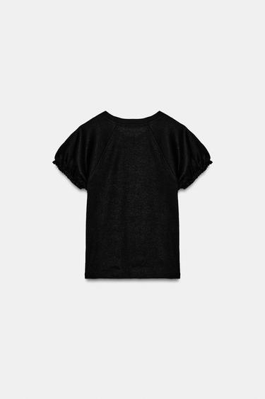 VOLUMINOUS RUSTIC T-SHIRT - Black by Zara - Image 3