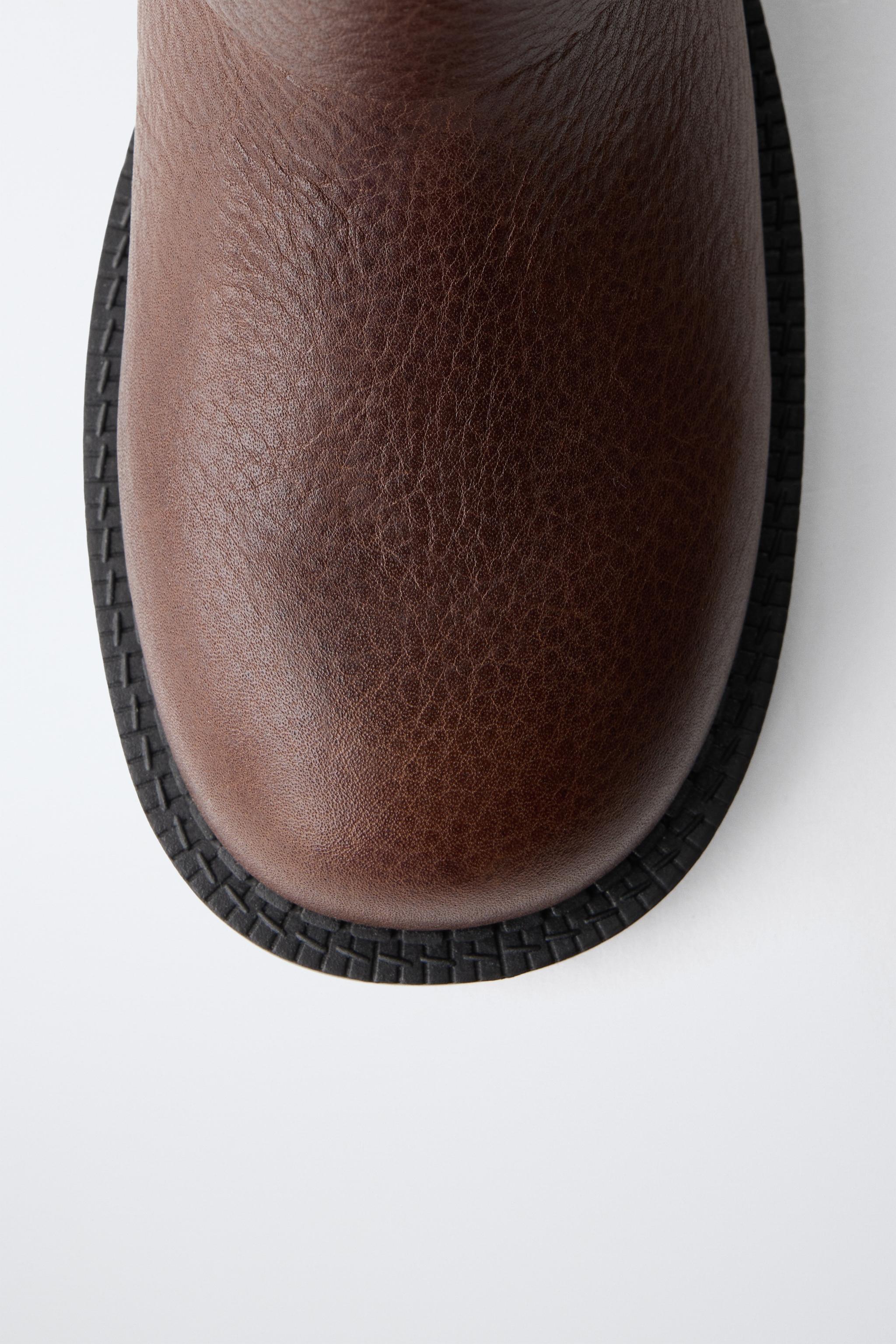 LEATHER BIKER BOOTS
