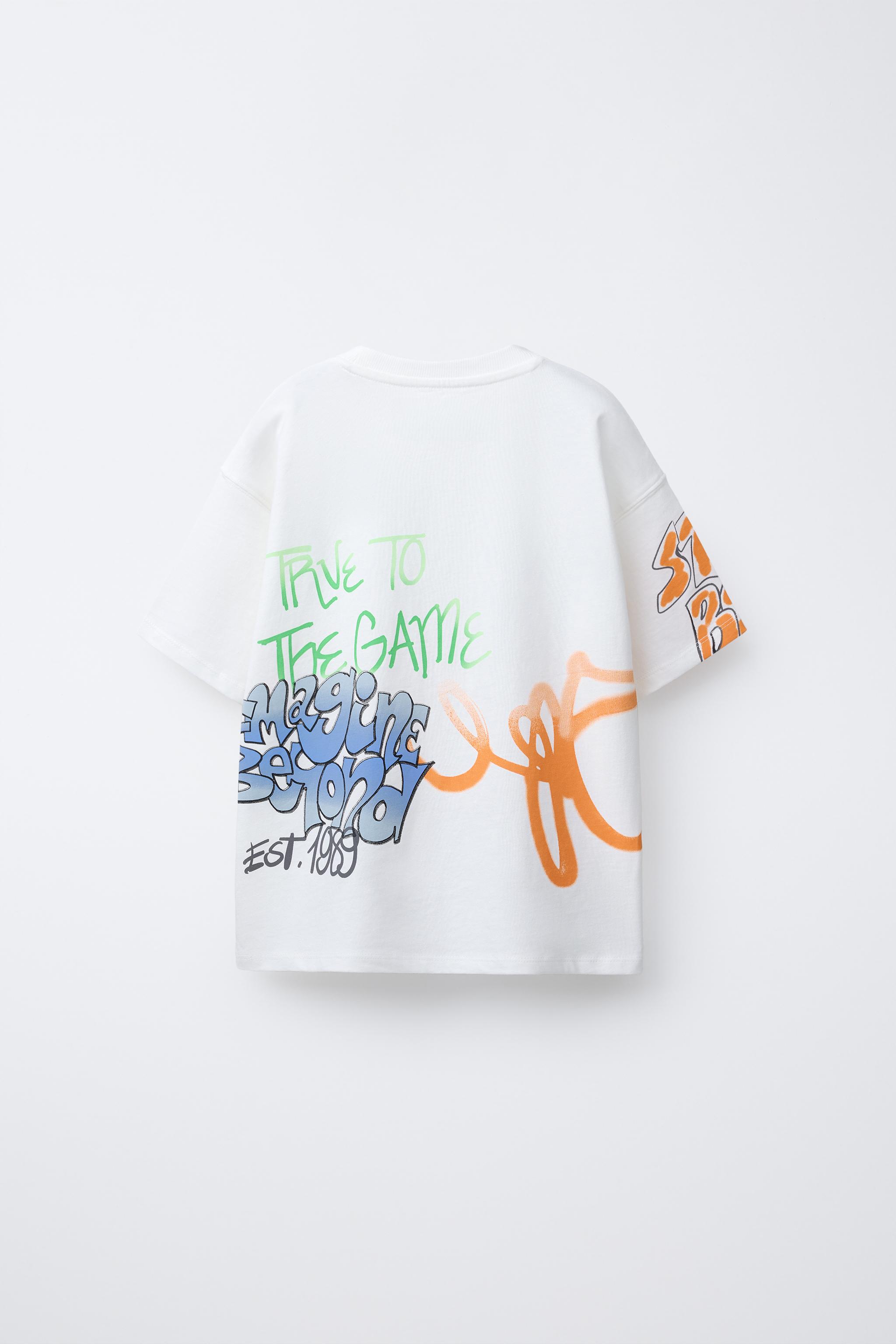 グラフィティプリントTシャツ - ホワイト | ZARA Japan / 日本