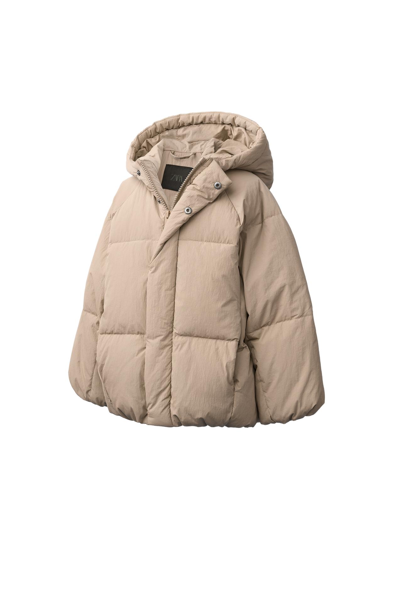50% FEATHER AND 50% DOWN WATER-REPELLENT PUFFER JACKET — Beige