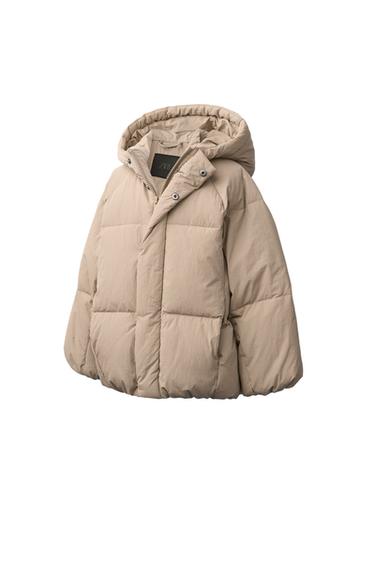 50% FEATHER AND 50% DOWN WATER-REPELLENT PUFFER JACKET — Beige 2