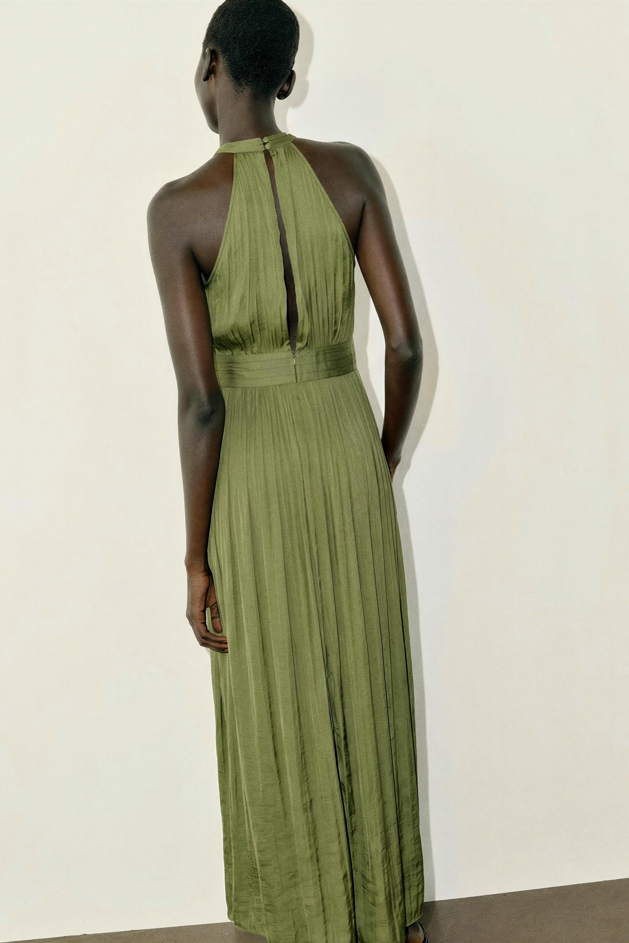 LONG HALTER FROG FASTENING DRESS