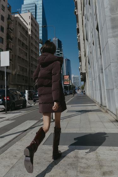 ANORAK SEMI-LONG TISSU ENDUIT WINDPROOF - Marron de Zara - Image 2