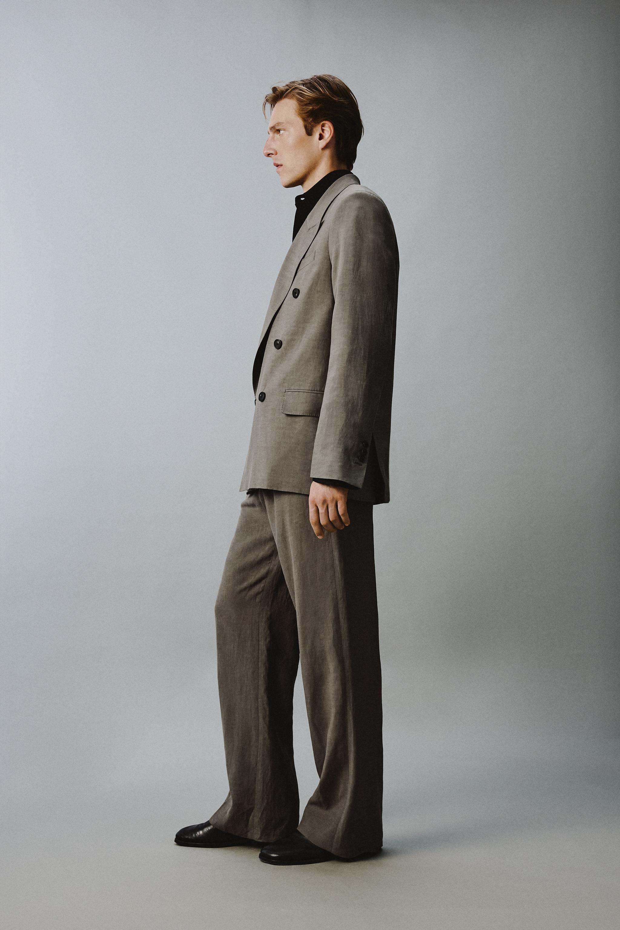 FLARE FIT VISCOSE - LINEN SUIT PANTS