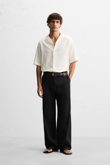 CAMISA JACQUARD TEXTURADA - Branco-marfim da Zara