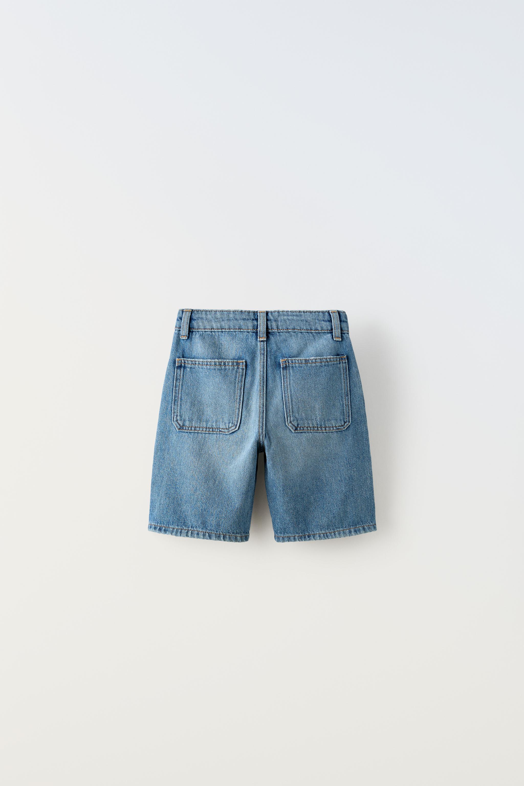 WIDE LEG DENIM BERMUDA SHORTS