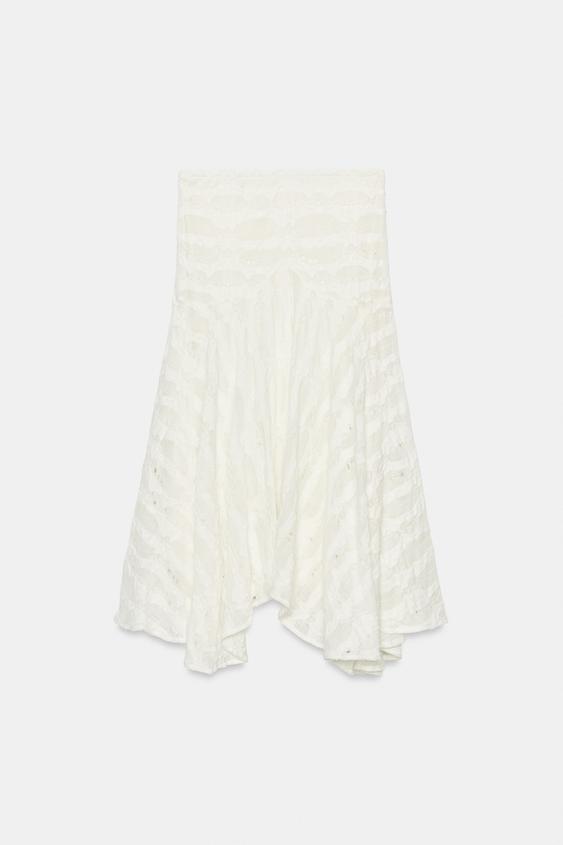 JUPE MI-LONGUE ASYMÉTRIQUE À DÉCHIRURES - Blanc cassé de Zara - Image 7