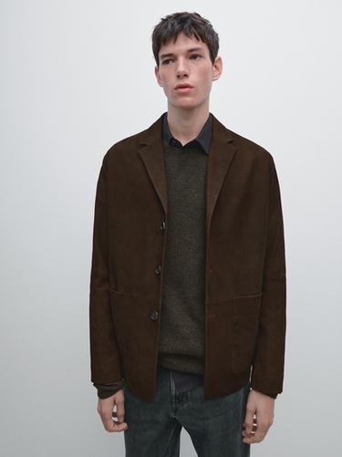 Zara Nubuck leather blazer - Chocolate