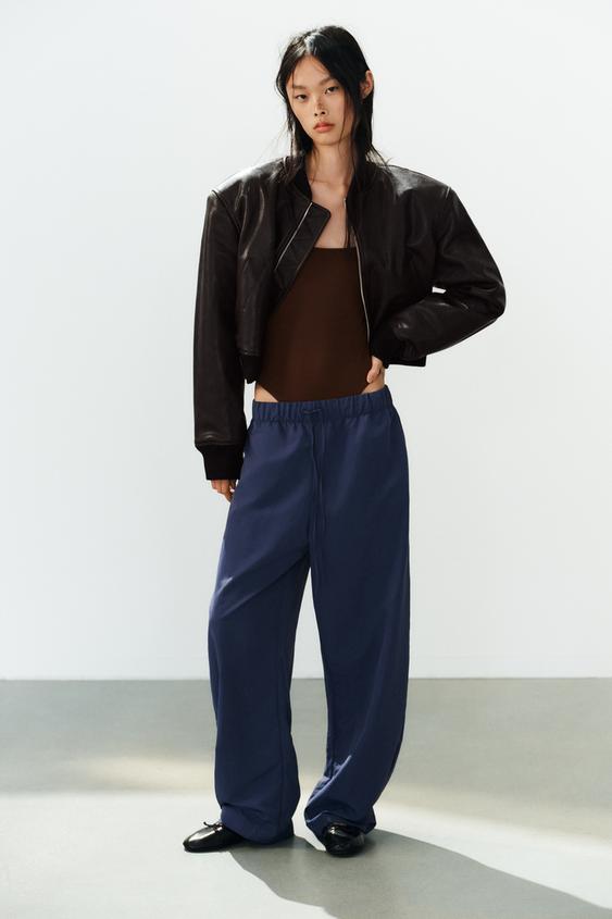 Zara TECHNICAL FABRIC ELASTIC PANTS - Indigo - Image 0