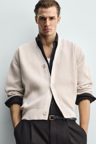 CARDIGAN RELAXED FIT STRUCTURÉ - Écru de Zara - Image 5