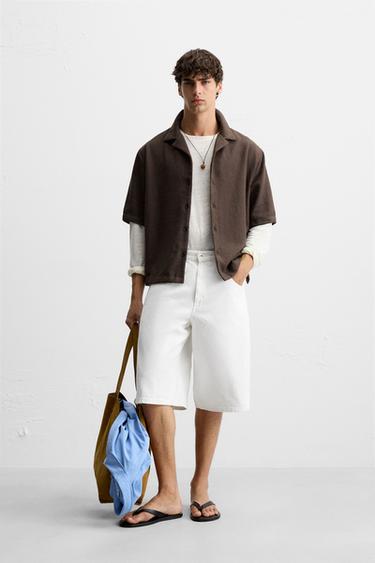 ÁO SƠ MI VẢI DỆT - Màu nâu từ Zara