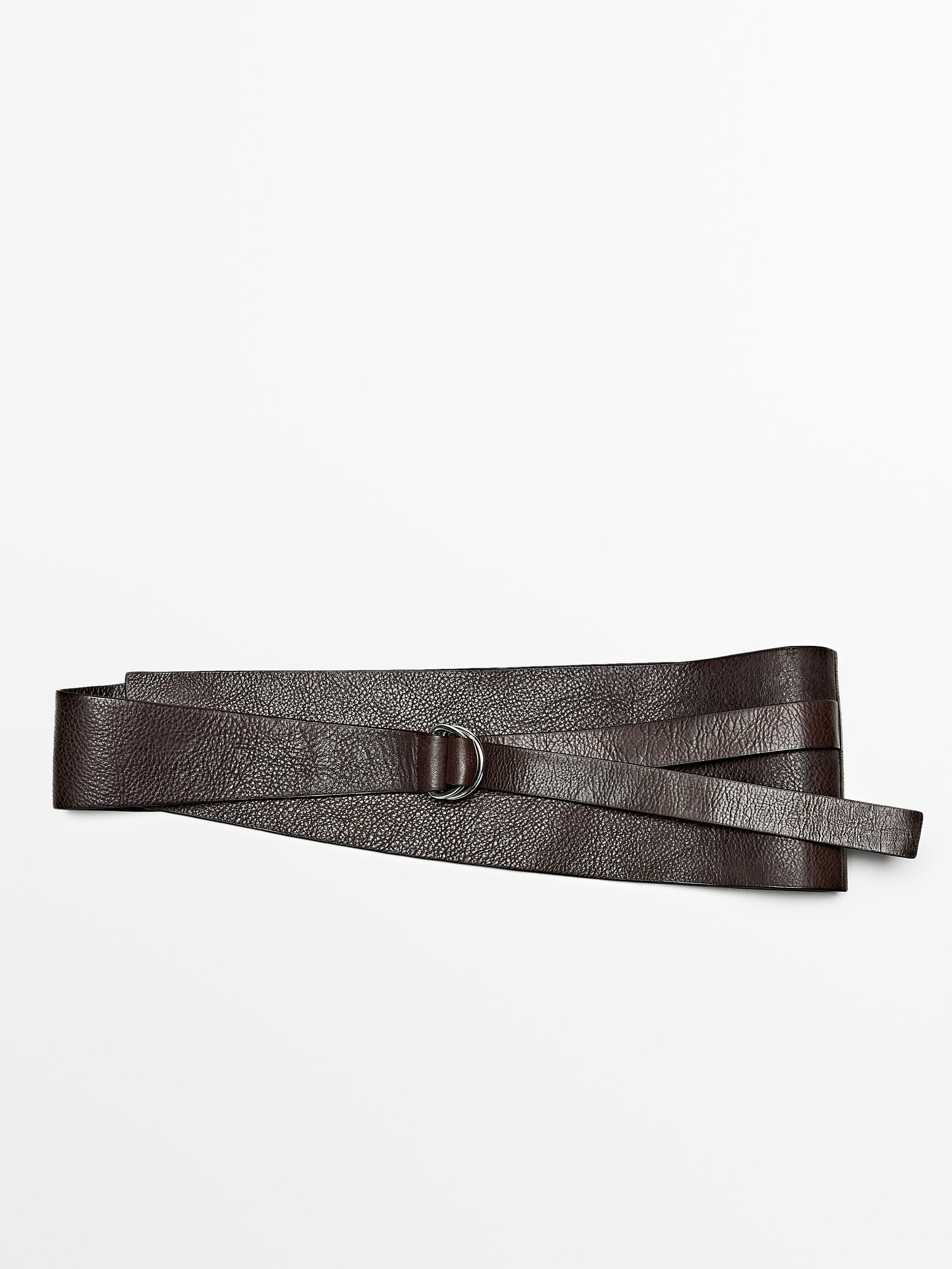 Ceinture obi détail boucle cuir nappa