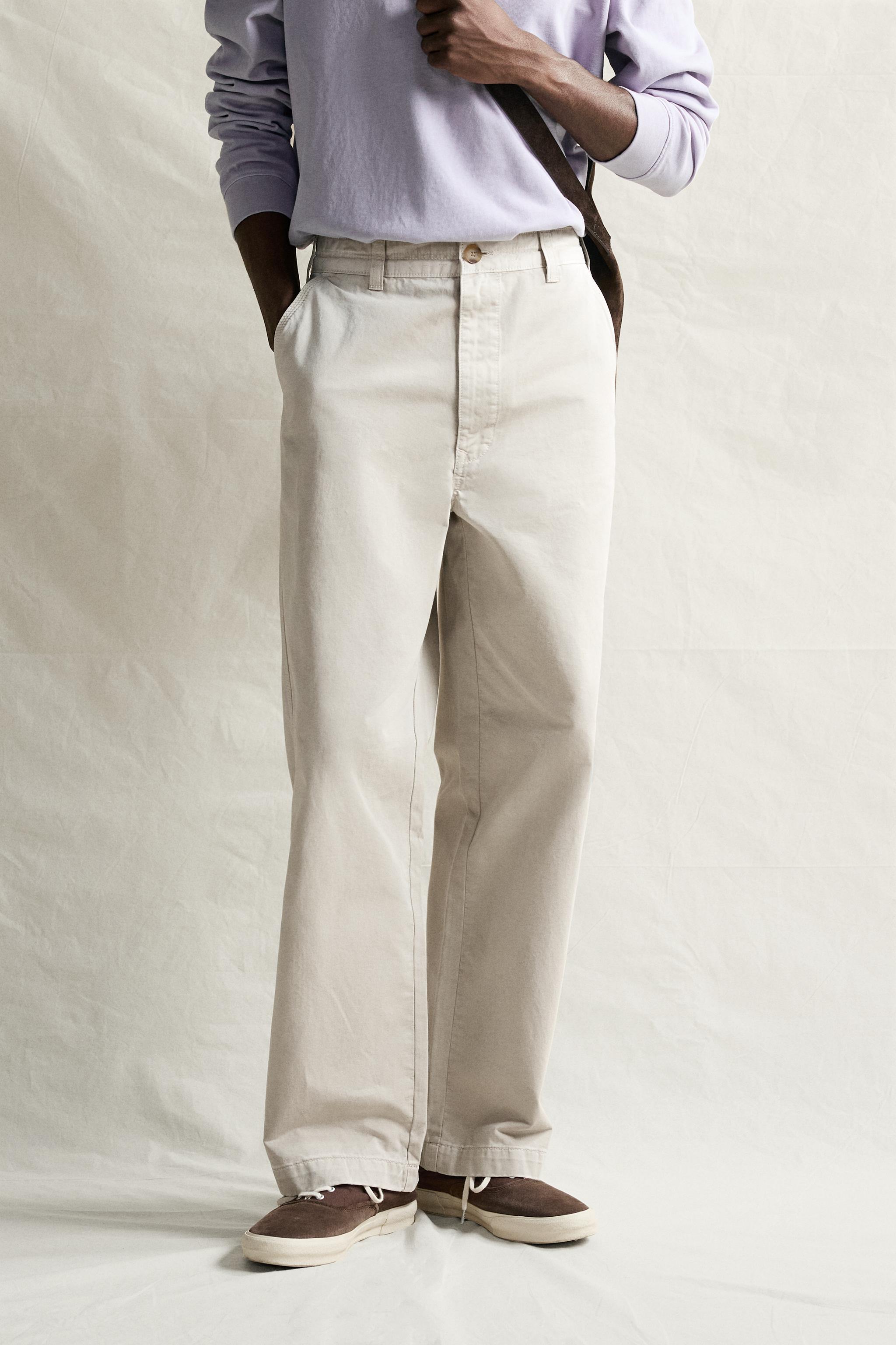 VINTAGE WASH EFFECT STRAIGHT FIT CHINO PANTS