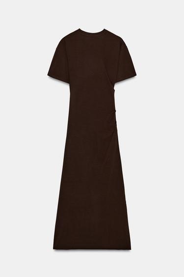 ROBE LONGUE DRAPÉE - Marron de Zara - Image 7