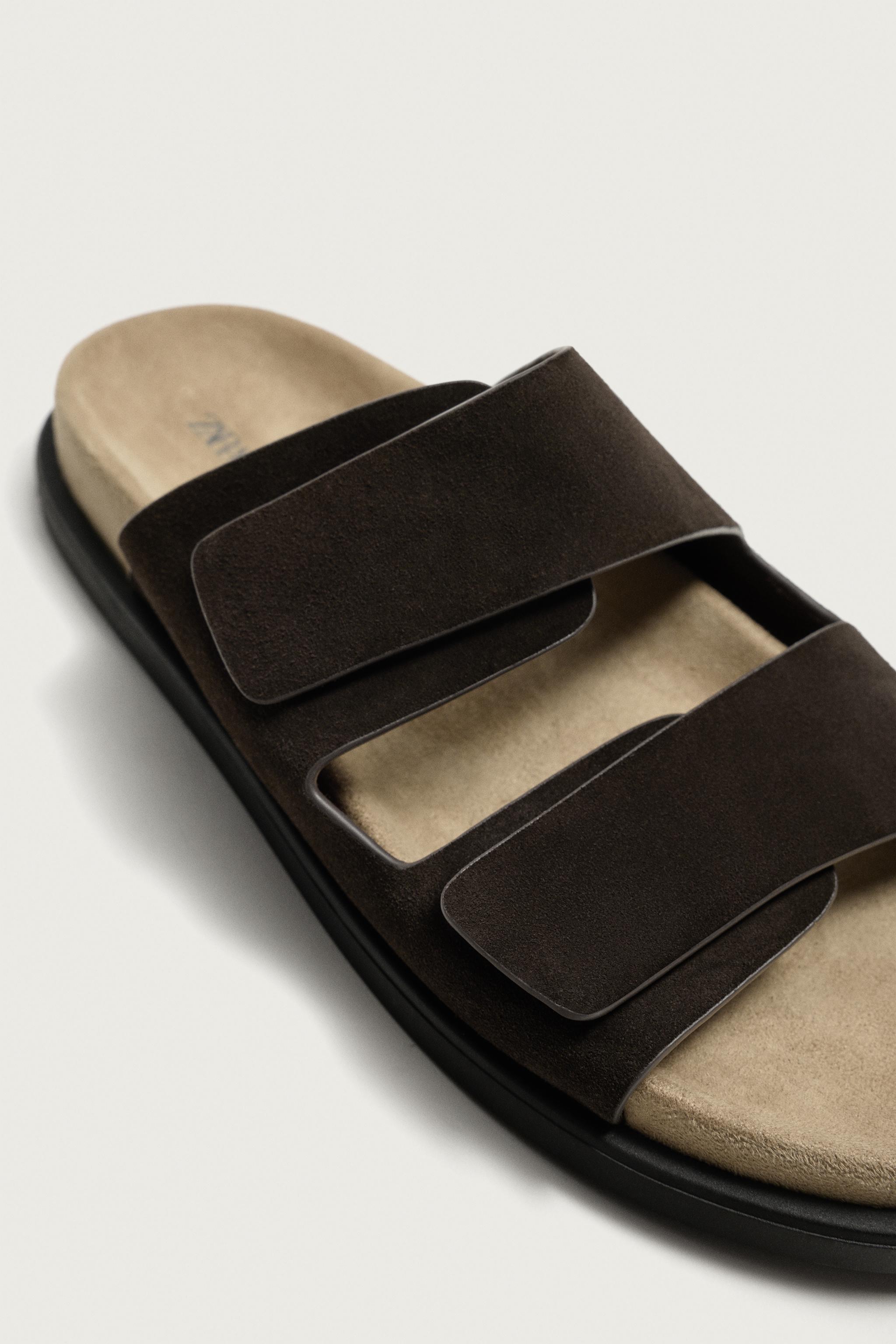 DOUBLE STRAP LEATHER SANDALS - Chocolate | ZARA South Africa
