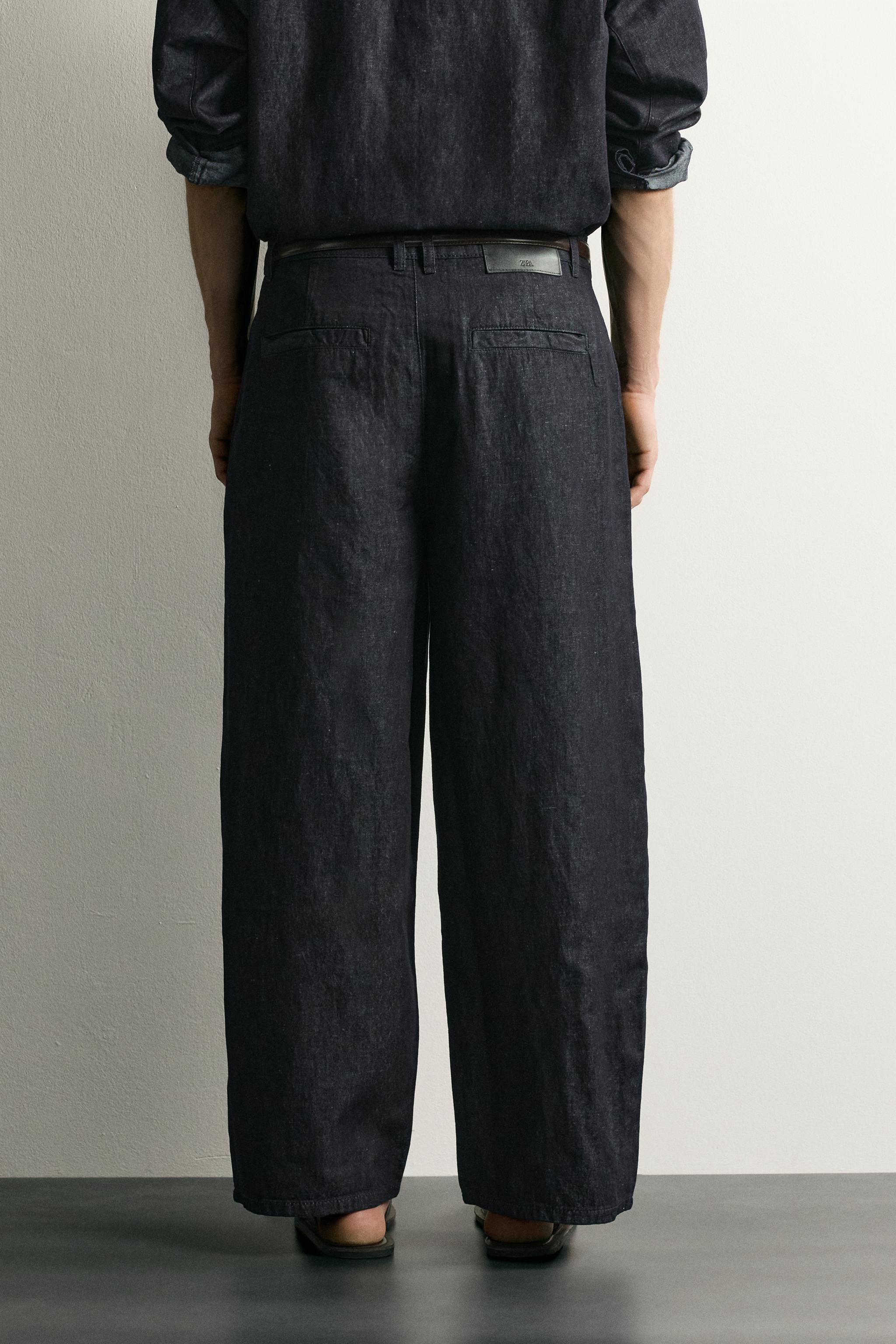 Мужские джинсы Zara LIGHTWEIGHT COTTON-LINEN DENIM CHINO PANTS — фото 3