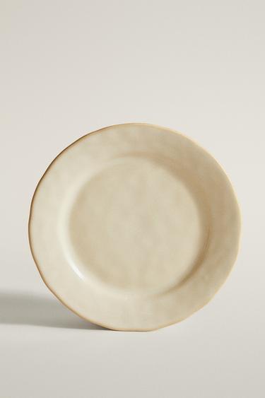 Zara STONEWARE DESSERT PLATE WITH IRREGULAR EDGE - 奶油色 - 圖片 0