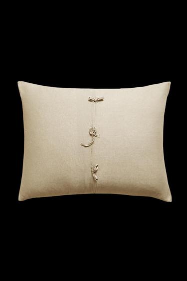 Zara XXL GSM LINEN THROW PILLOW COVER (140 GSM) - Biscuit