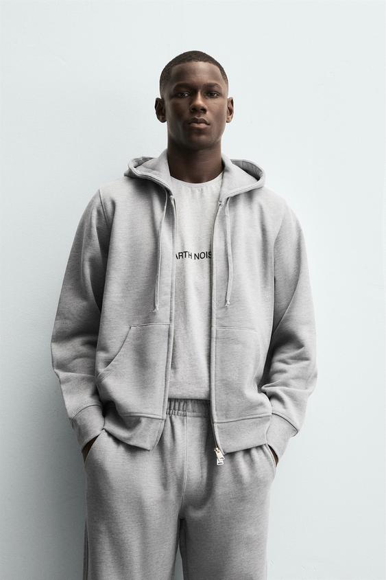 Boxy Fit Hoodie Grey Hoodie Zara Men´s Hoodies ZARA United