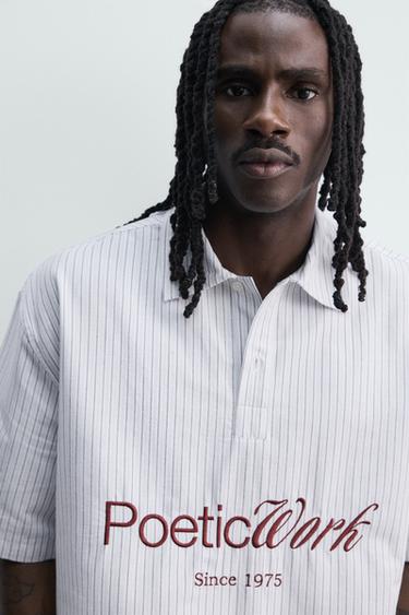 CHEMISE POLO COUPE BOXY INSCRIPTION IMPRIMÉE - rayures de Zara - Image 5