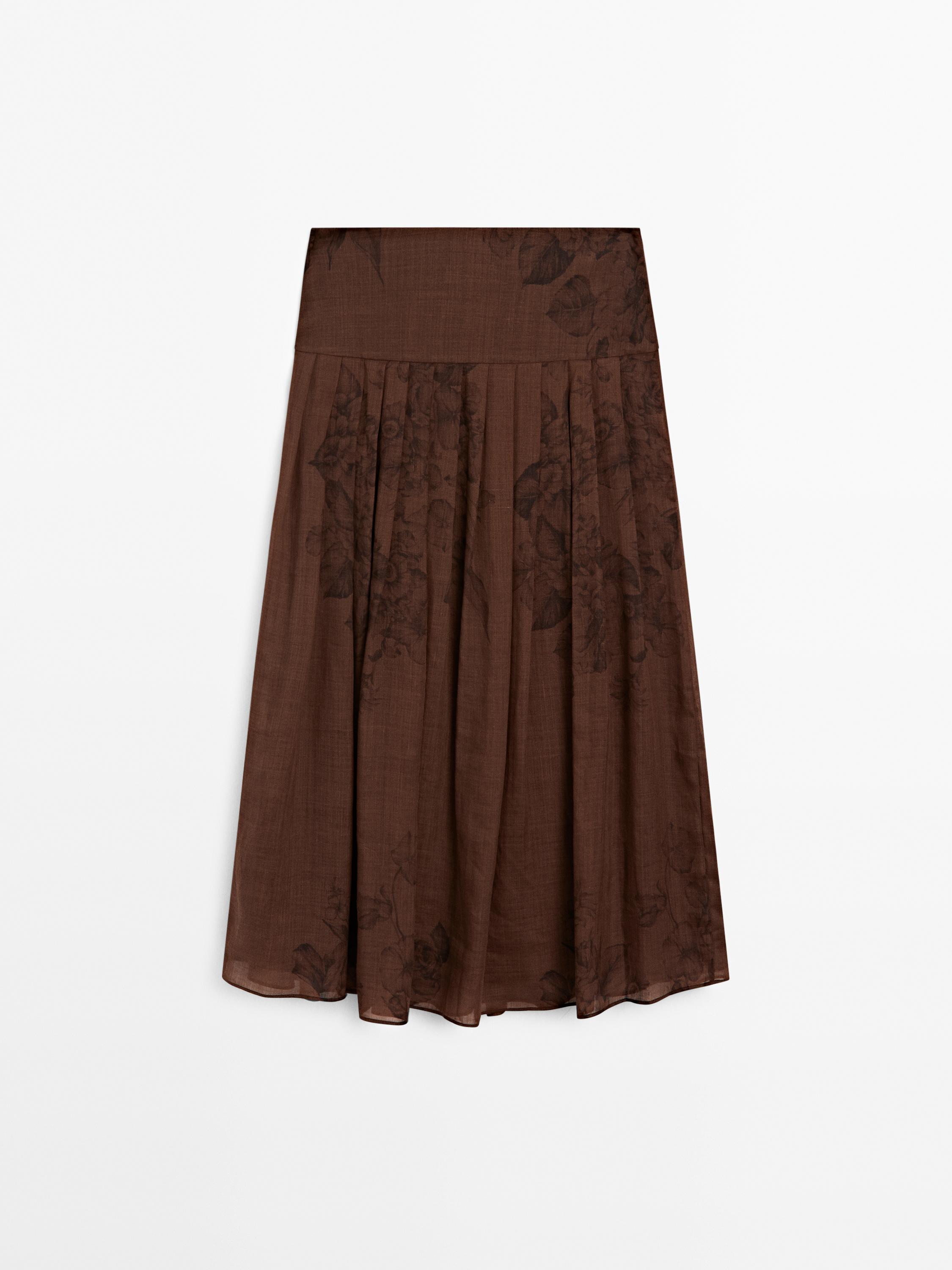 Jupe midi ample imprimé fleurs