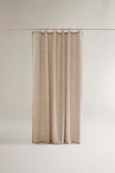 Zara TRANSLUCENT LINEN SHOWER CURTAIN - Light beige - Image 0