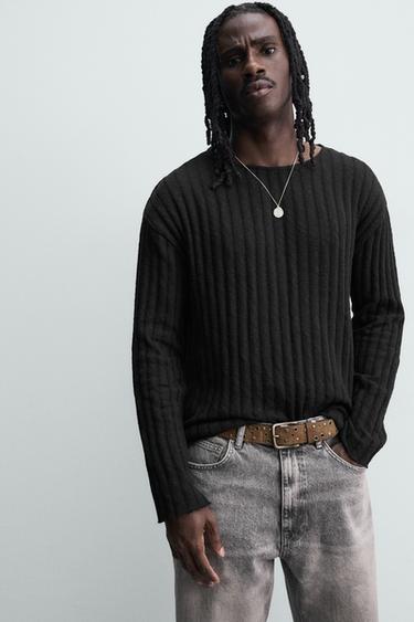 PULL CANNELÉ EFFET DÉMAILLÉ - Noir de Zara - Image 4