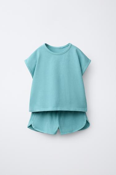 ENSEMBLE T-SHIRT ET BERMUDA UNI - Turquoise de Zara - Image 0