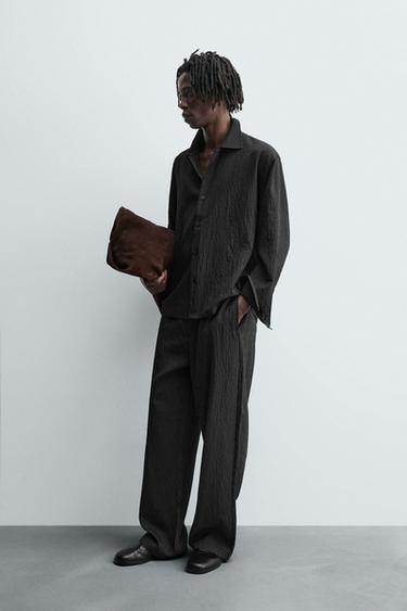 CHEMISE FLUIDE À RAYURES - Noir de Zara - Image 3