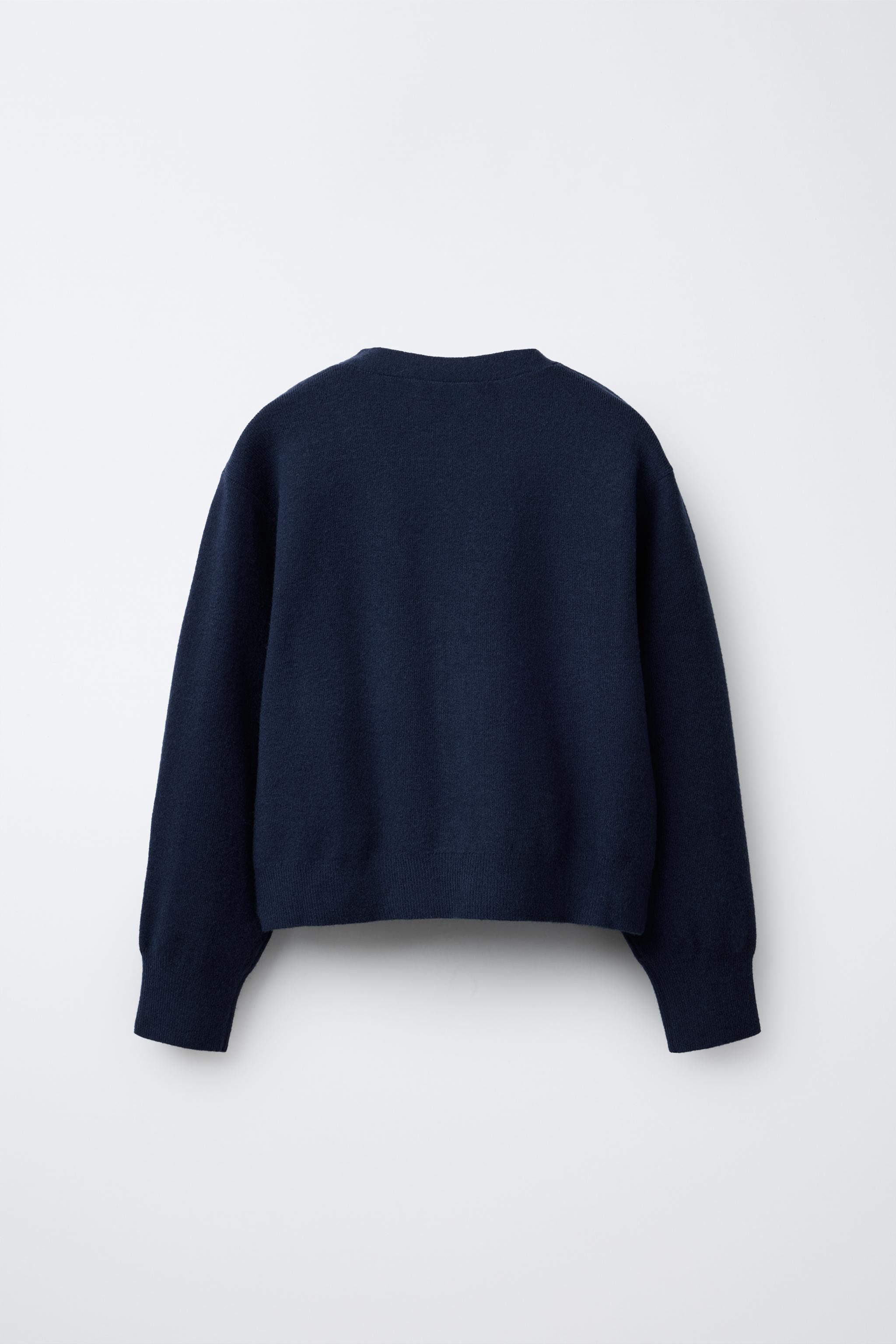 。*様 Extra Fine Lambs Knit Cardigan ネイビー CARDIGAN - Blue | ZARA United States
