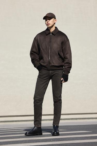 BASIC SLIM FIT JEANS - Grey / Beige by Zara