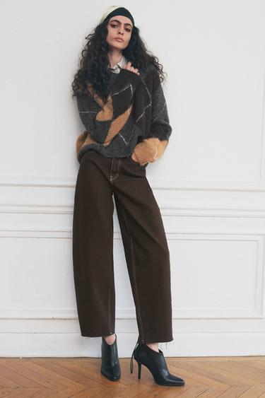 Zaras JEANS ZW COLLECTION BALLOON MEDELHÖG MIDJA - Brun