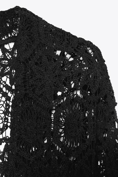 KIMONO LONG CROCHET - Noir de Zara - Image 5