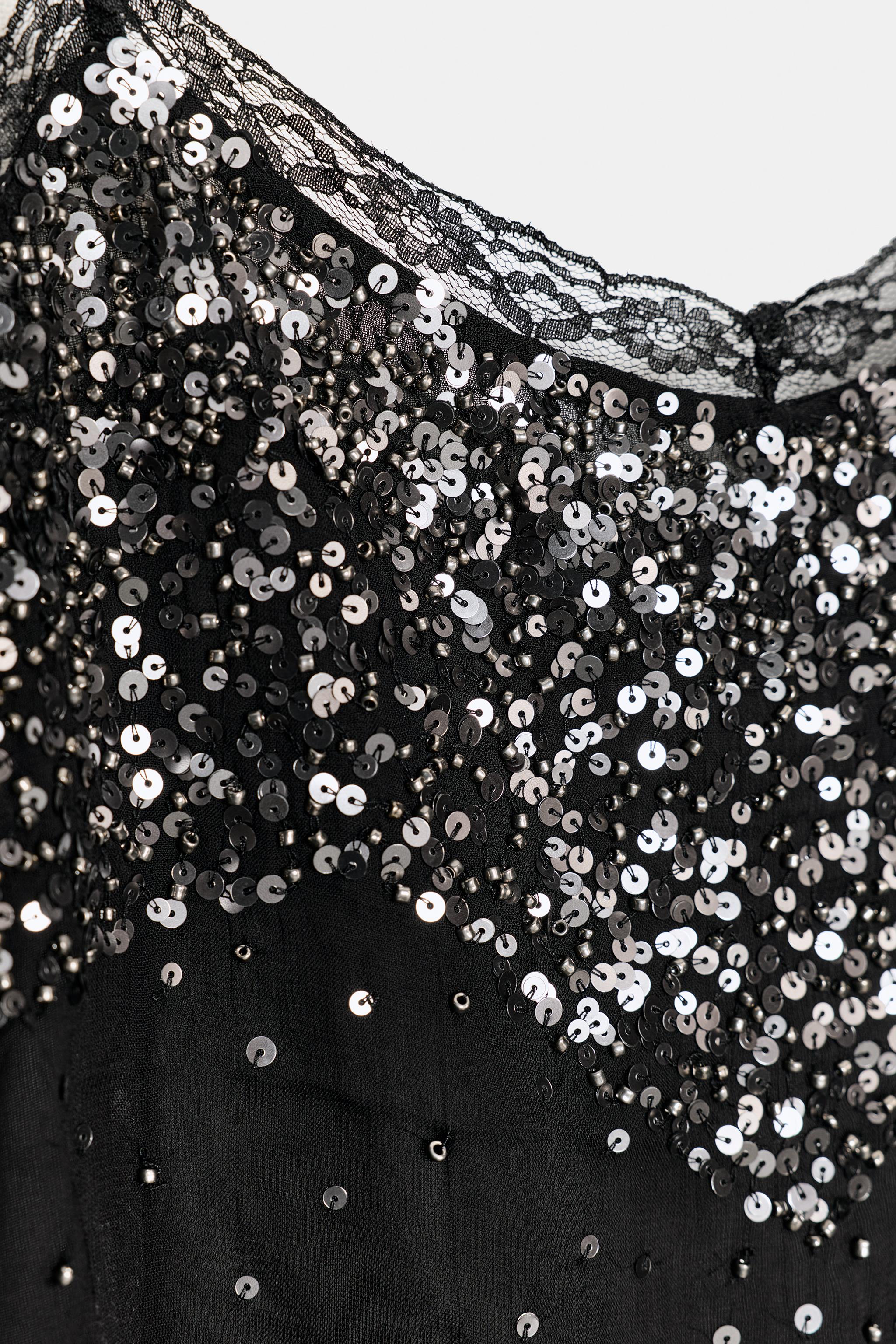 ZW COLLECTION SEQUIN CAMISOLE TOP - Black | ZARA South Africa