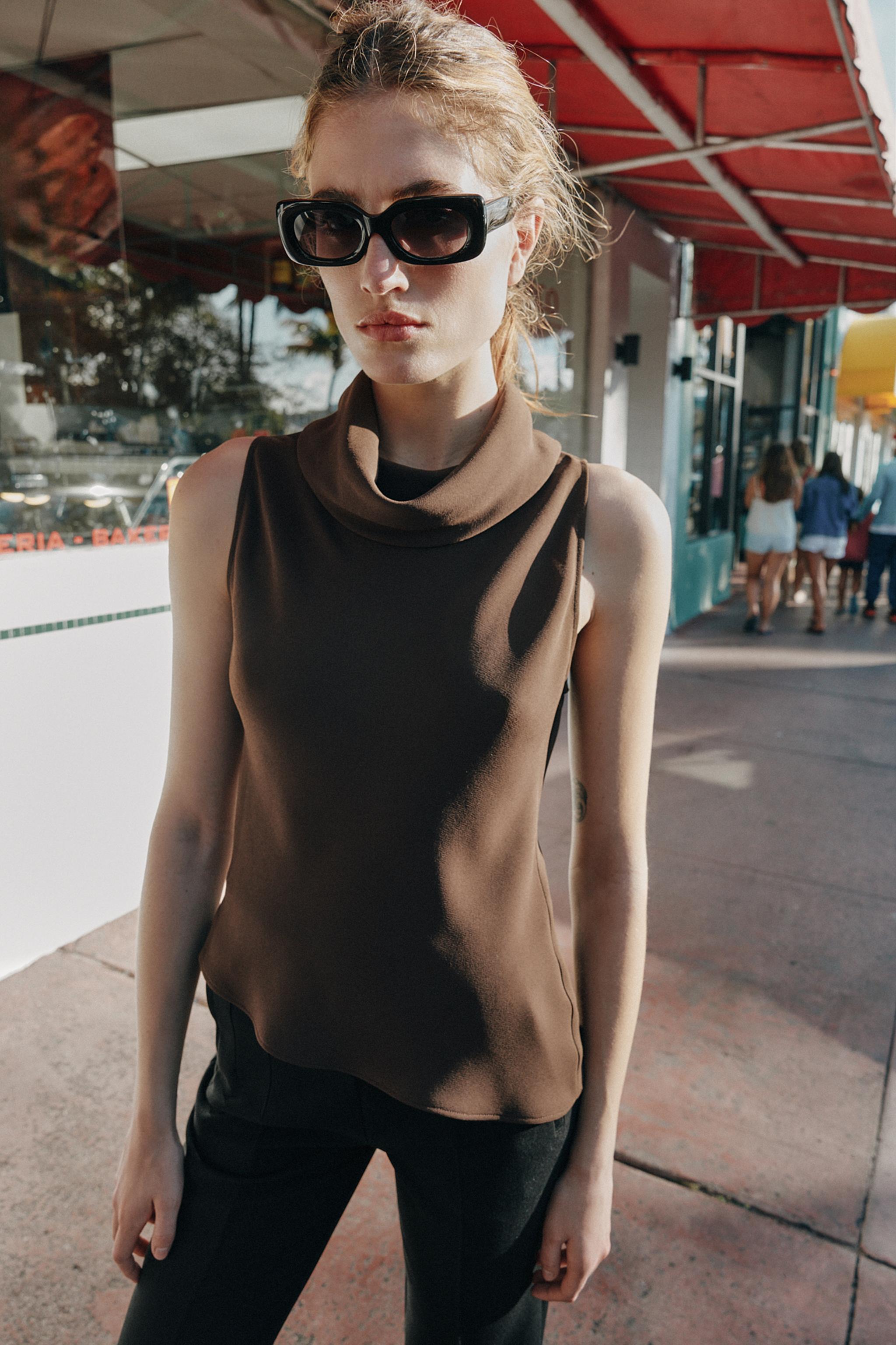 ASYMMETRIC HEM TOP - Brown | ZARA United States