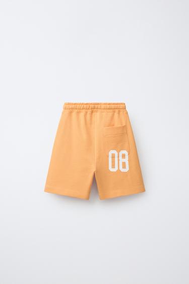 NUMBER JOGGING BERMUDA SHORTS - Orange by Zara - Image 1