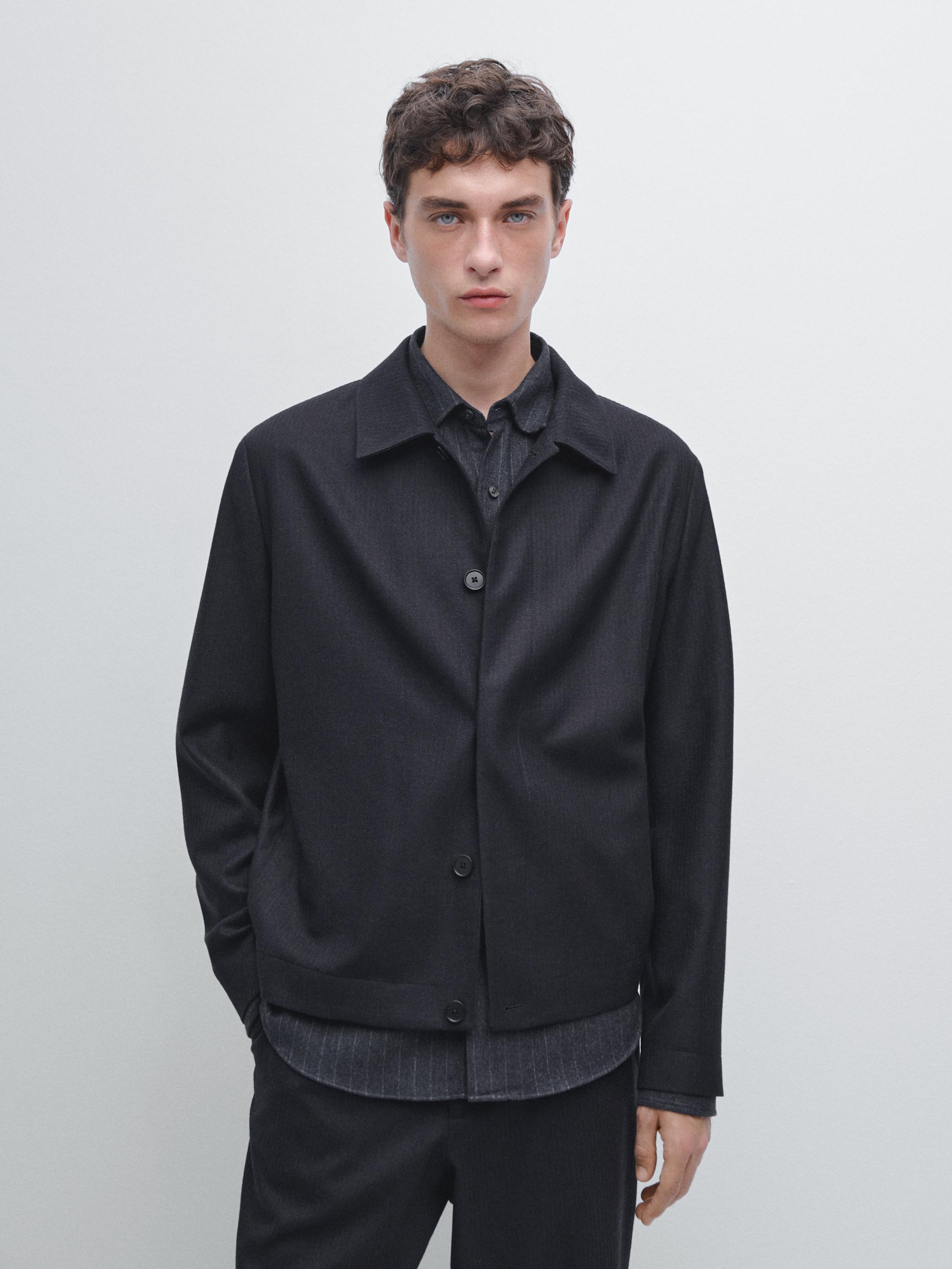 100% wool corduroy-effect flannel overshirt