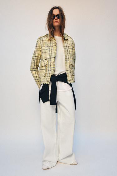 Zara ZW COLLECTION 紋理格紋夾克 - 黃色