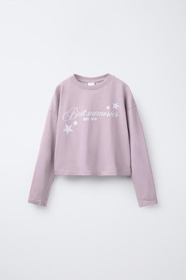CAMISETA ESTAMPADO TEXTO - Morado de Zara - Imagen 0