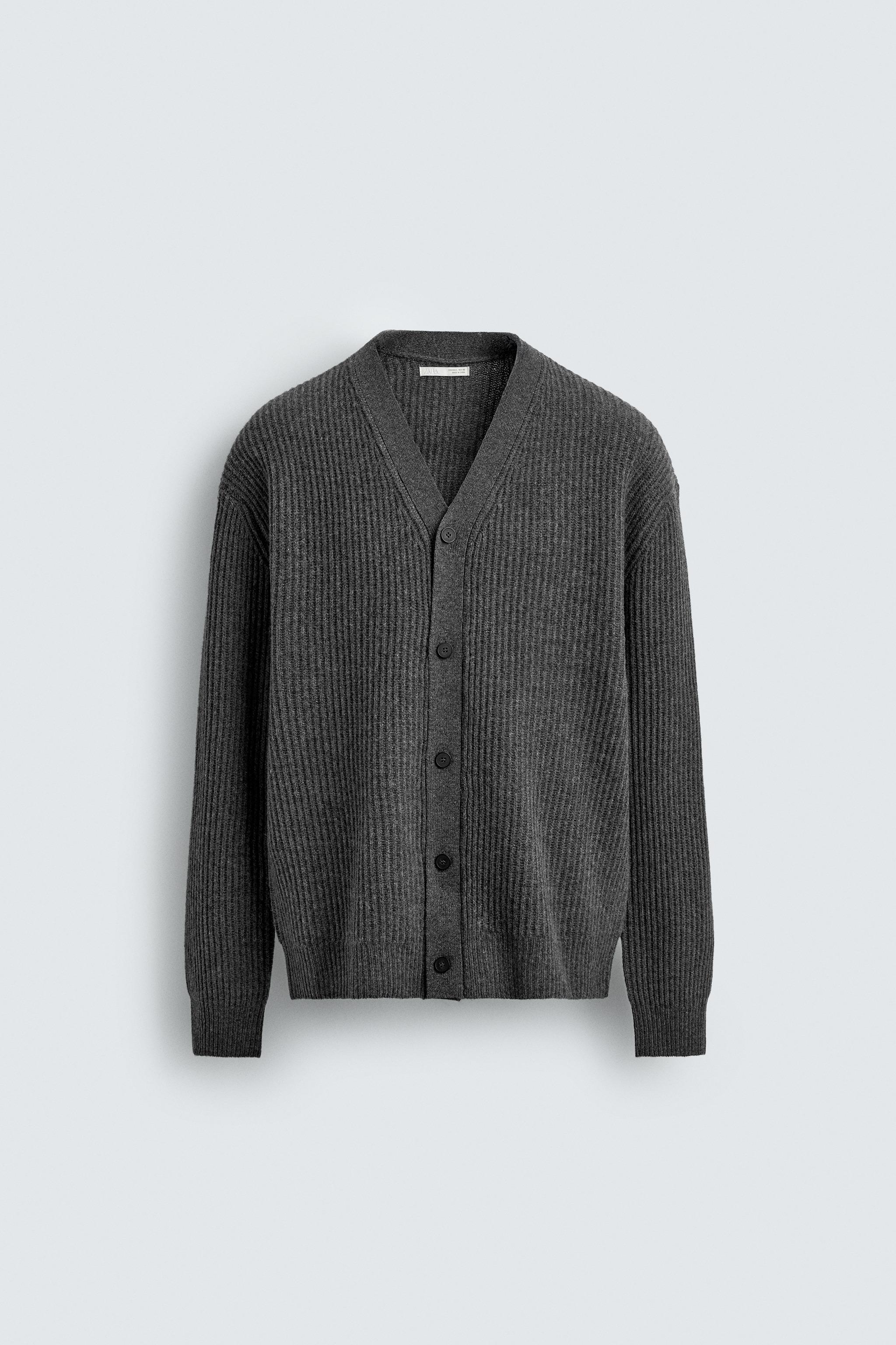 WOOL BLEND TEXTURED CARDIGAN - Gray | ZARA United States