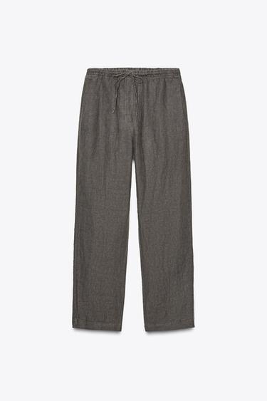 PANTALON 100 % LIN ZW COLLECTION - Gris anthracite de Zara - Image 1
